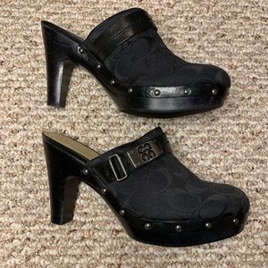 NWOT Ivy Black Coach Wedges Size 8